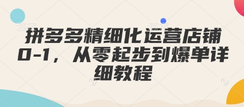 拼多多精细化运营店铺0-1，从零起步到爆单详细教程_豪客资源库