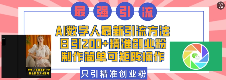 AI数字人最新引流方法，日引200+精准创业粉，制作简单可矩阵操作_豪客资源库