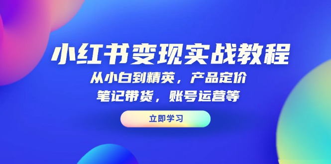 小红书变现实战教程：从小白到精英，产品定价，笔记带货，账号运营等_豪客资源库