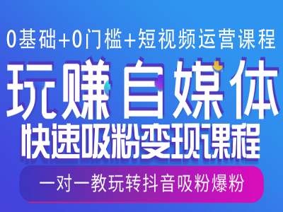 0基础+0门槛+短视频运营课程，玩赚自媒体快速吸粉变现课程，一对一教玩转抖音吸粉爆粉_豪客资源库