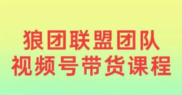 狼团联盟2024视频号带货，0基础小白快速入局视频号_豪客资源库