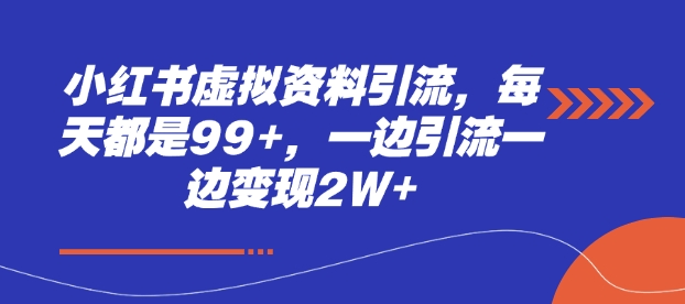 小红书虚拟资料引流，每天都是99+，一边引流一边变现2W+_豪客资源库