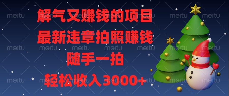 解气又赚钱的项目，最新违章拍照赚钱，随手一拍，轻松收入3000+_豪客资源库