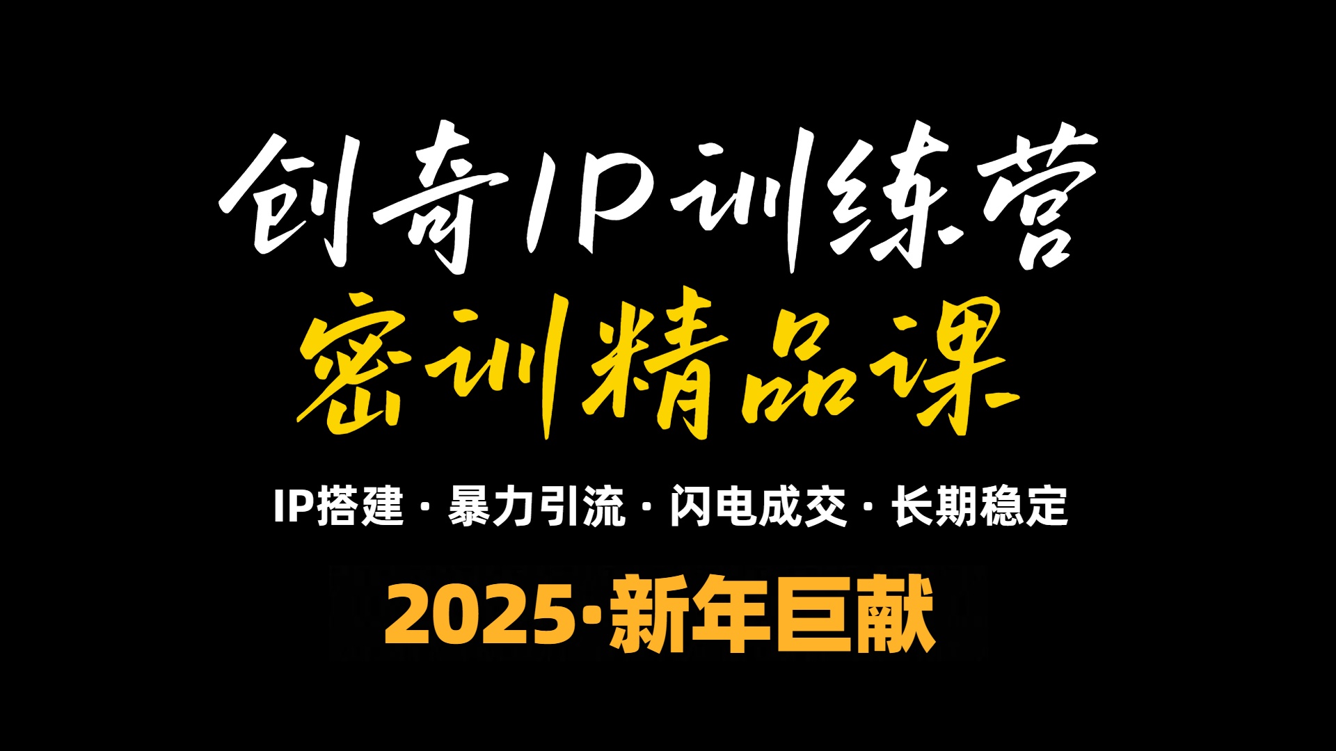 2025年“知识付费IP训练营”小白避坑年赚百万，暴力引流，闪电成交_豪客资源库