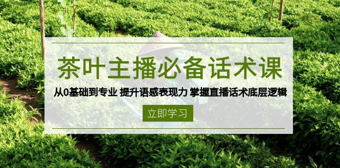 茶叶 主播必备话术课 从0基础到专业 提升语感表现力 掌握直播话术底层逻辑_豪客资源库