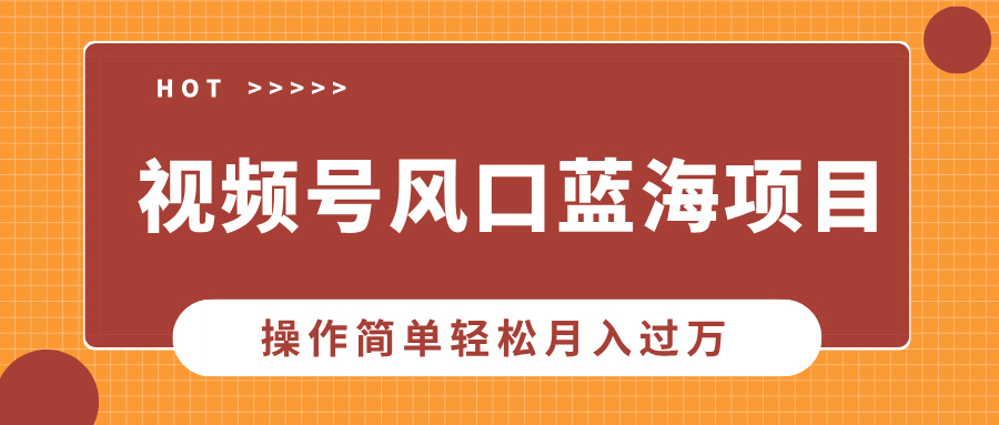 视频号风口蓝海项目，中老年人的流量密码，操作简单轻松月入过万_豪客资源库