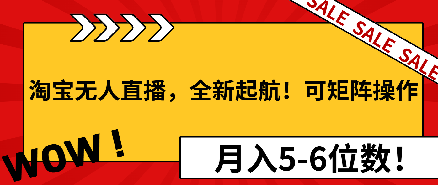 淘宝无人直播，全新起航！可矩阵操作，月入5-6位数！_豪客资源库