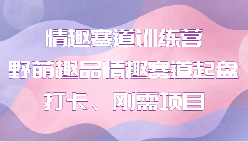 情趣赛道训练营 野萌趣品情趣赛道起盘打卡、刚需项目_豪客资源库