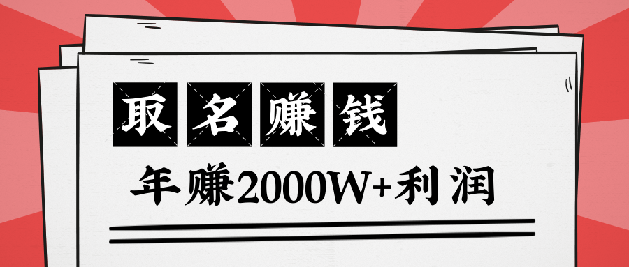 王通：不要小瞧任何一个小领域，取名技能也能快速赚钱，年赚2000W+利润_豪客资源库