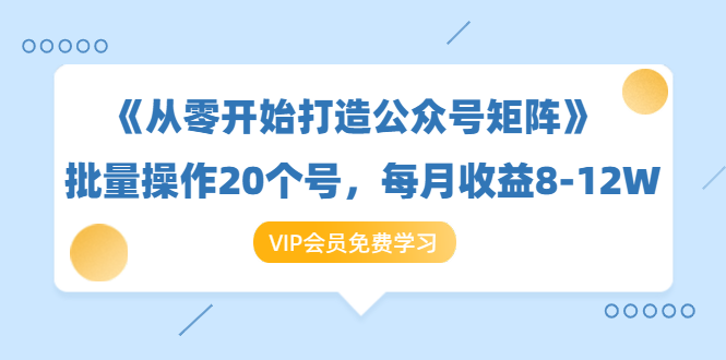 《从零开始打造公众号矩阵》批量操作20个号，每月收益大概8-12W（44节课）_豪客资源库