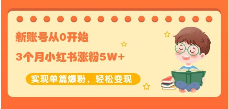 生财小红书涨粉变现：新账号从0开始3个月小红书涨粉5W+实现单篇爆粉_豪客资源库