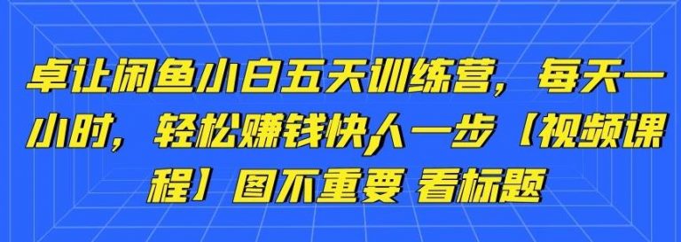 卓让闲鱼小白五天训练营，每天一小时，轻松赚钱快人一步_豪客资源库