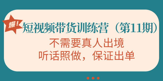 视频带货训练营，不需要真人出境，听话照做，保证出单（第11期）_豪客资源库