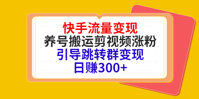 快手流量变现，养号搬运剪视频涨粉，引导跳转群变现日赚300+_豪客资源库