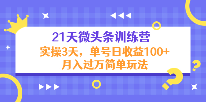 21天微头条训练营，实操3天，单号日收益100+月入过万简单玩法_豪客资源库