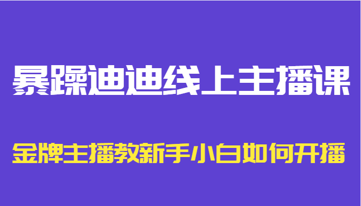 暴躁迪迪线上主播课，金牌主播教新手小白如何开播_豪客资源库