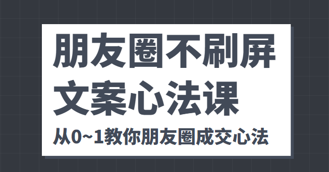 朋友圈不刷屏文案心法课 人人都要懂的商业逻辑 从0~1教你朋友圈成交心法_豪客资源库