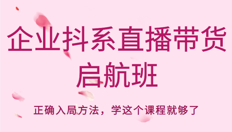 企业抖系直播带货启航班，正确入局方法，学这个课程就够了_豪客资源库