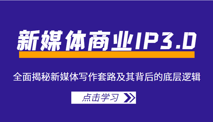 新媒体商业IP3.0，全面揭秘新媒体写作套路及其背后的底层逻辑（价值1299元）_豪客资源库