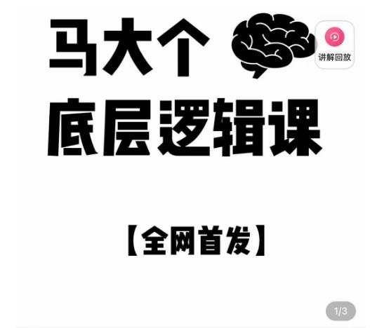 马大个·底层逻辑课，51节底层逻辑智慧课-价值1980元_豪客资源库