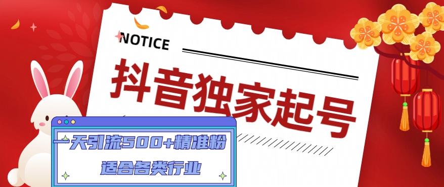 抖音独家起号，一天引流500+精准粉，适合各类行业（9节视频课）_豪客资源库