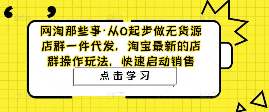 网淘那些事·从0起步做无货源店群一件代发，淘宝最新的店群操作玩法，快速启动销售_豪客资源库