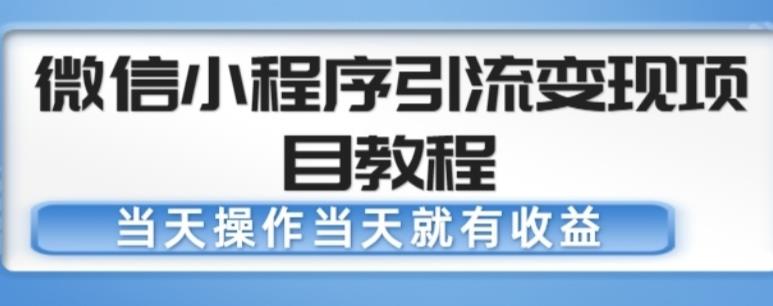 微信小程序引流变现项目教程，当天操作当天就有收益，变现不再是难事_豪客资源库