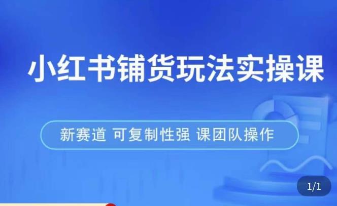 小红书铺货玩法实操课，流量大，竞争小，非常好做，新赛道，可复制性强，可团队操作_豪客资源库