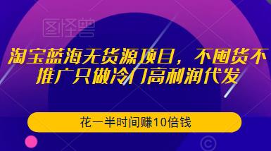 淘宝蓝海无货源项目，不囤货不推广只做冷门高利润代发，花一半时间赚10倍钱_豪客资源库