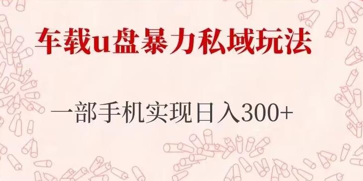 车载u盘暴力私域玩法，长期项目，仅需一部手机实现日入300+_豪客资源库