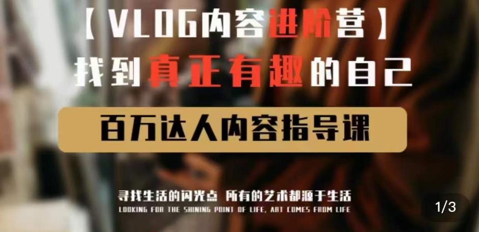 vlog内容进阶营，找到真正有趣的自己，百万达人内容指导课_豪客资源库