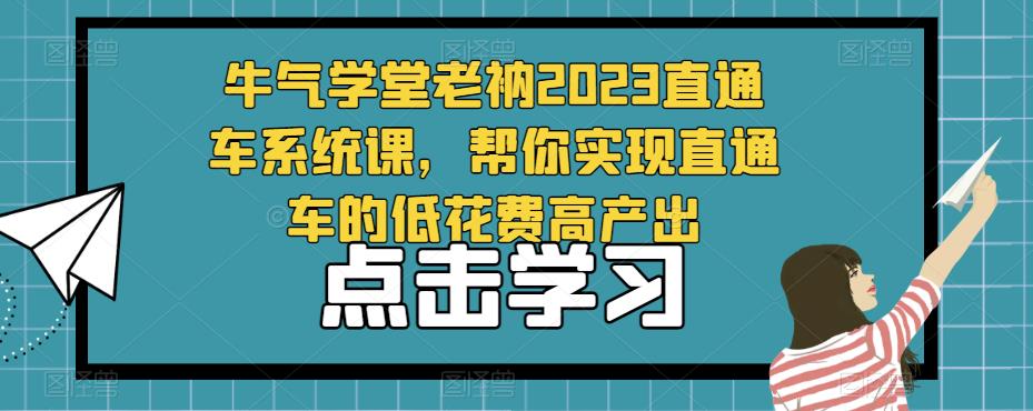 牛气学堂老衲2023直通车系统课，帮你实现直通车的低花费高产出_豪客资源库