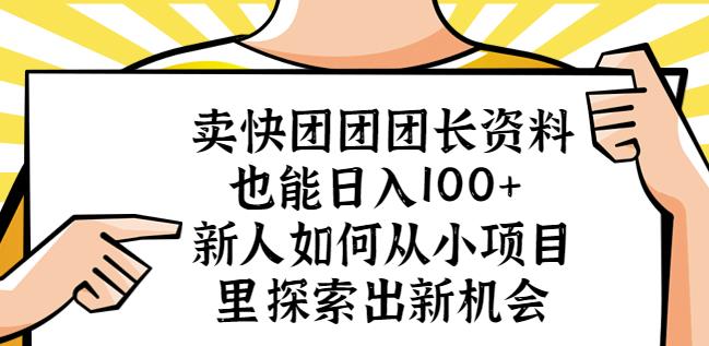 卖快团团团长资料也能日入100+新人如何从小项目里探索出新机会_豪客资源库