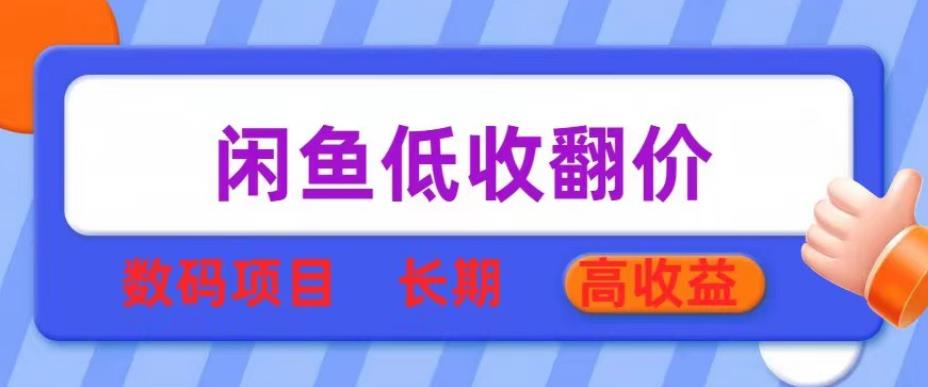 闲鱼低收翻价数码暴利项目，长期高收益【揭秘】_豪客资源库