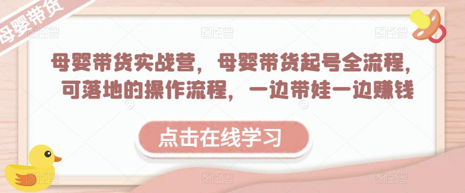 母婴带货实战营，母婴带货起号全流程，可落地的操作流程，一边带娃一边赚钱（附素材）_豪客资源库