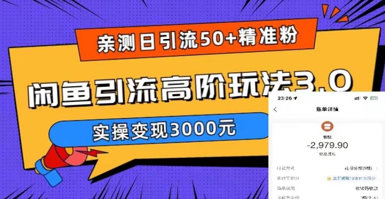 亲测日引50+精准粉，闲鱼引流高阶玩法3.0，实操变现3000元【揭秘】_豪客资源库