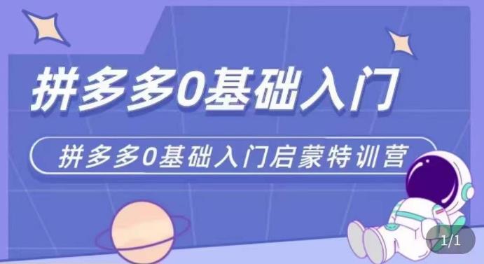 拼多多运营0-1实操特训营，拼多多0基础入门，从基础到进阶的可实操玩法_豪客资源库