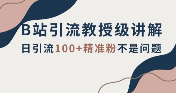 B站引流教授级讲解，细节满满，日引流100+精准粉不是问题【揭秘】_豪客资源库