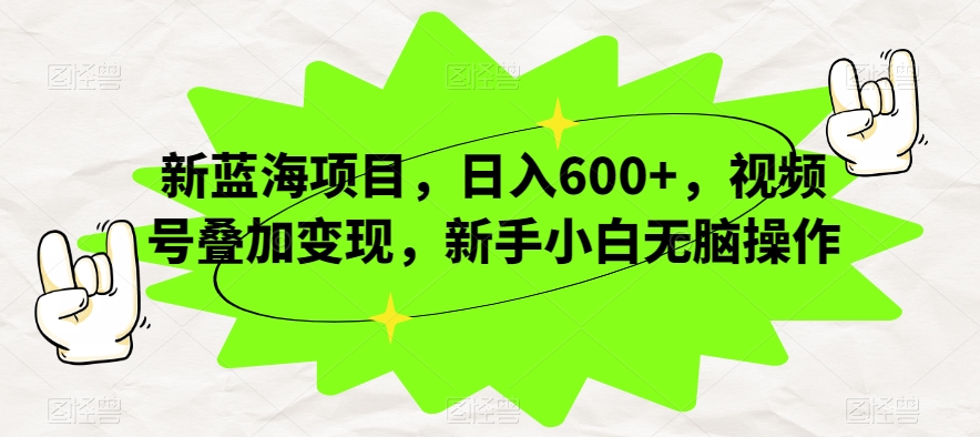 新蓝海项目，日入600+，视频号叠加变现，新手小白无脑操作【揭秘】_豪客资源库