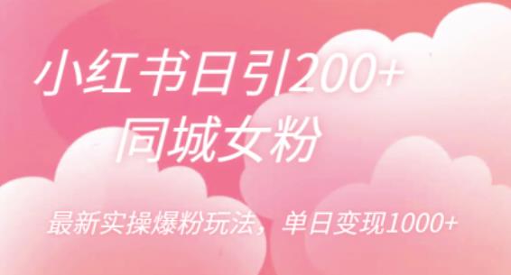 小红书日引200+同城女粉，最新实操爆粉玩法，单日变现1000+【揭秘】_豪客资源库