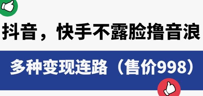 抖音快手不露脸撸音浪项目，多种变现连路（售价998）_豪客资源库