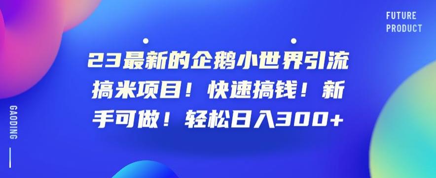 23最新的企鹅小世界引流搞米项目！快速搞钱！新手可做！轻松日入300+【揭秘】_豪客资源库