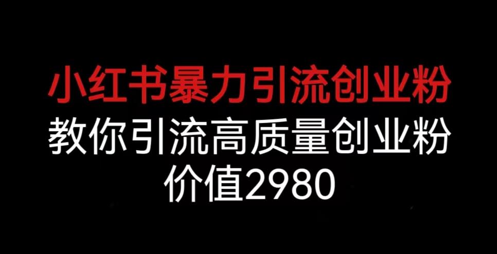 小红书暴力引流创业粉，教你引流高质量创业粉，价值2980【揭秘】_豪客资源库