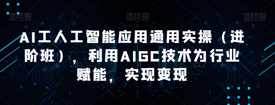 AI工人工智能应用通用实操（进阶班），利用AIGC技术为行业赋能，实现变现_豪客资源库