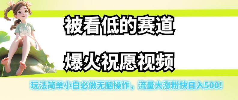 被看低的赛道爆火祝愿视频，玩法简单小白必做无脑操作，流量大涨粉快日入500_豪客资源库