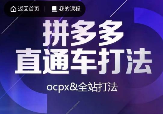 互力·拼多多直通车打法，ocpx&全站打法_豪客资源库