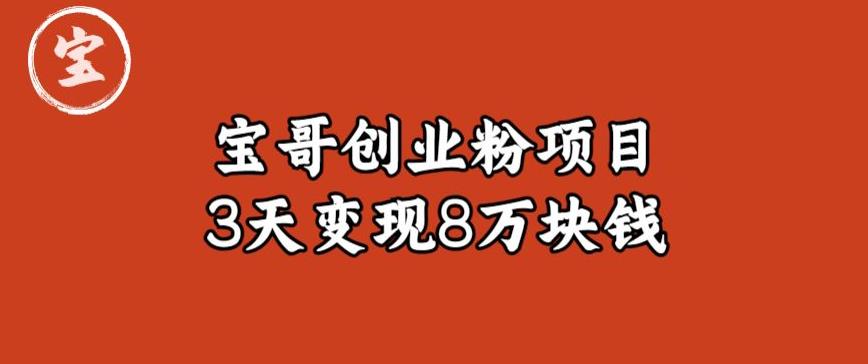 宝哥IP图文创业粉引流项目实战分享：单个账号3天涨粉1万，变现8万块钱（图文教程）【揭秘】_豪客资源库