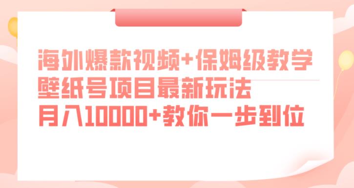 海外爆款视频+保姆级教学，壁纸号项目最新玩法，月入10000+教你一步到位【揭秘】_豪客资源库