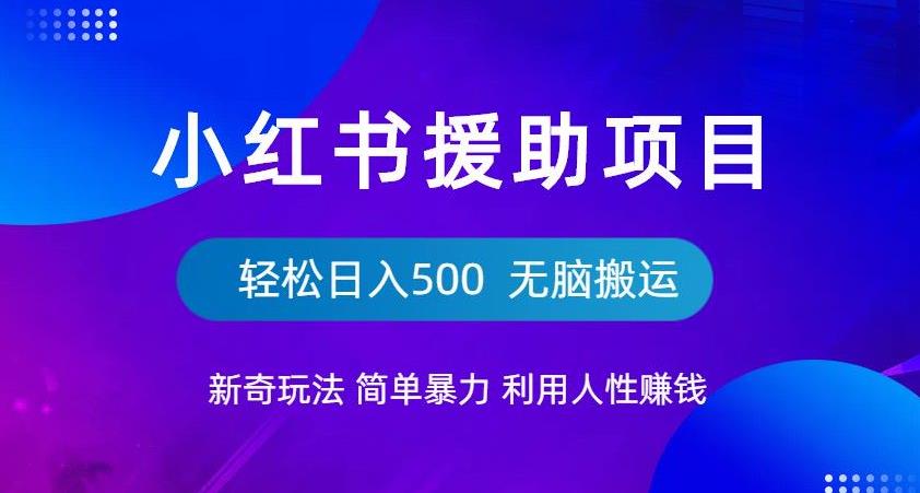 小红书援助项目新奇玩法，简单暴力，无脑搬运轻松日入500【揭秘】_豪客资源库