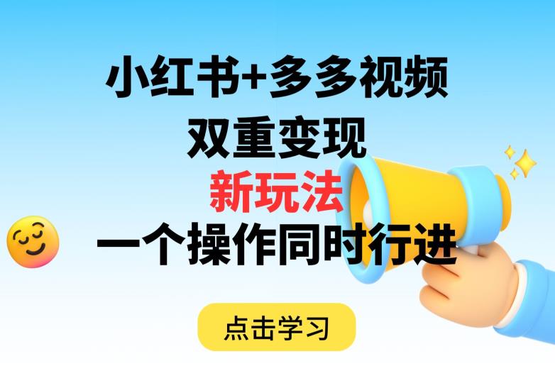 多多视频+小红书，双重变现新玩法，可同时进行【揭秘】_豪客资源库